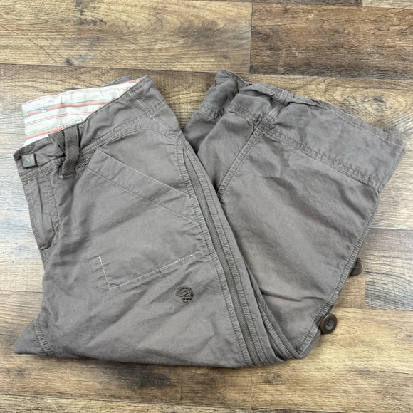 Mountain Hardwear‎ Shorts 4 Beige  Roll Up Adjustable Waist Org Cotton Hemp - Picture 1 of 8